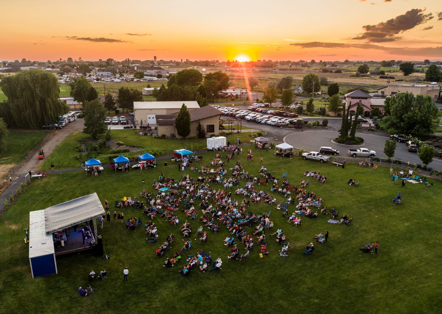 aerial view of a summer concert festival at WIT Cellars