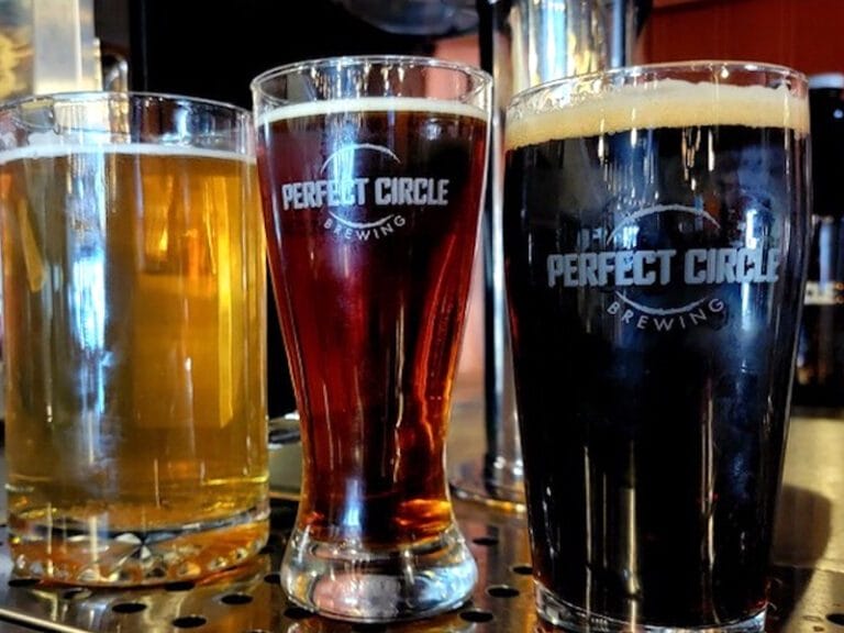 Perfect Circle Brewing beer in pint glasses