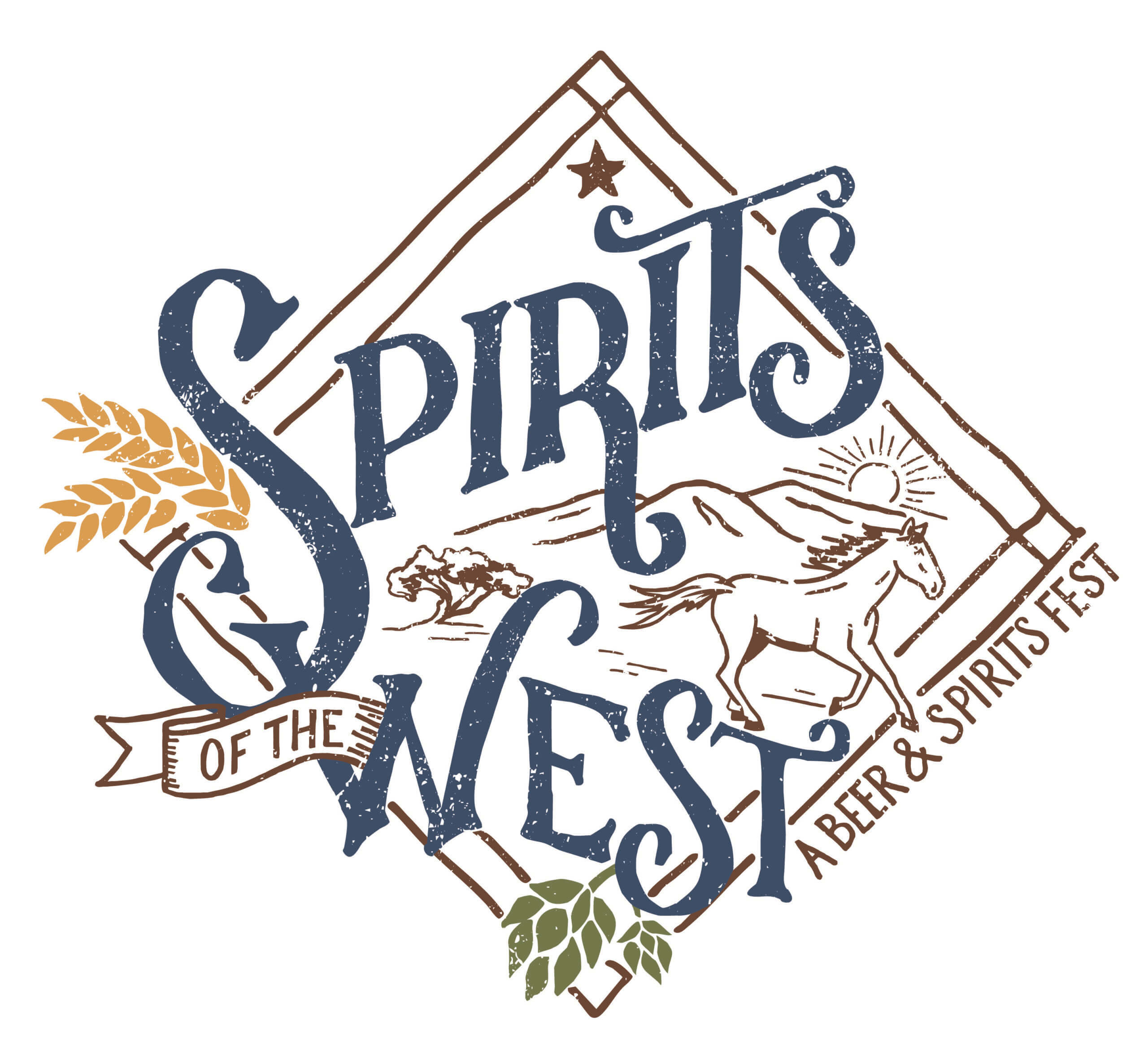 Spirits of the West festival logo with horse.