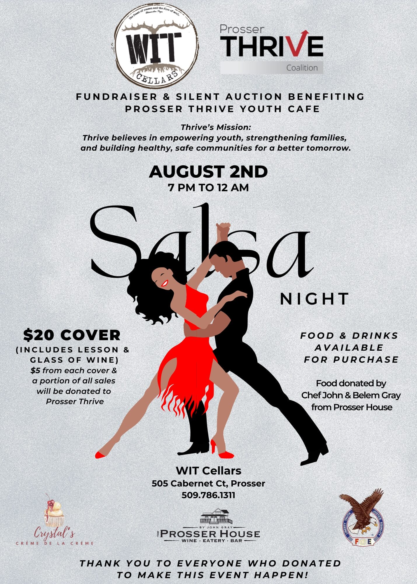 Salsa night fundraiser for Prosser Thrive Youth Cafe.