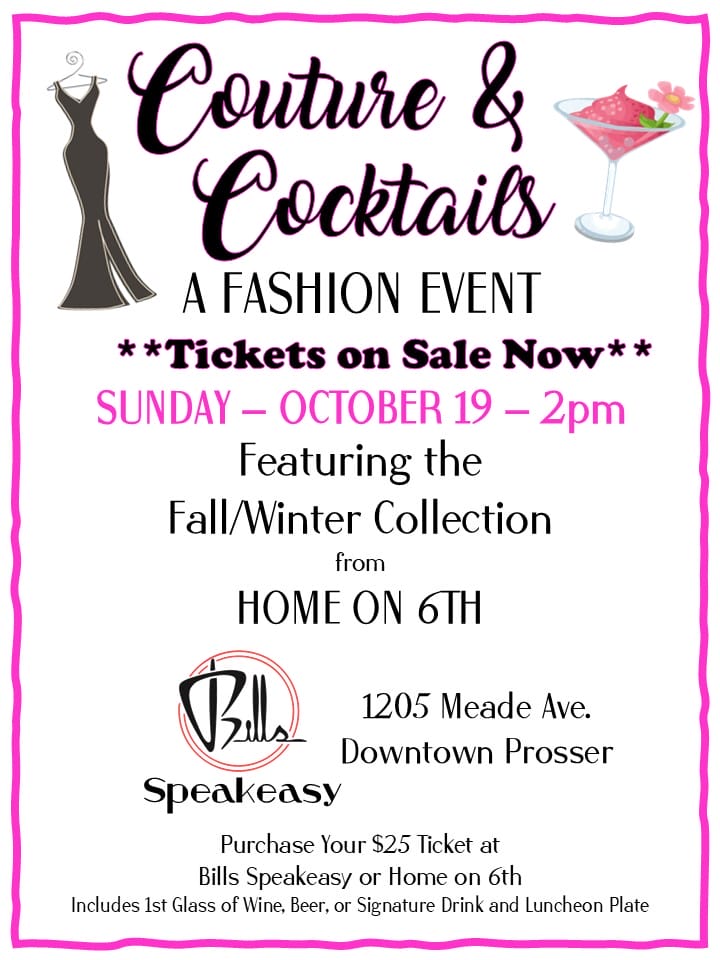 Couture and Cocktails Couture & Cocktails fashion event, October 19, 2pm.
