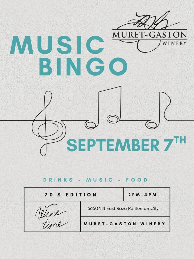 Music Bingo event at Muret-Gaston Winery, September 7.