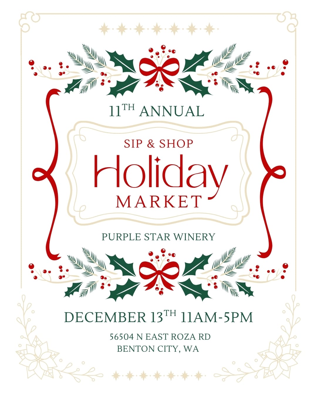 11th Annual Holiday Market at Purple Star Winery.