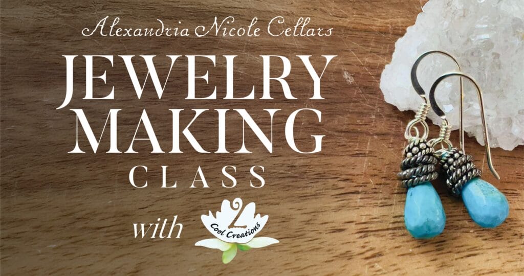 Jewelry making with earrings and crystals.