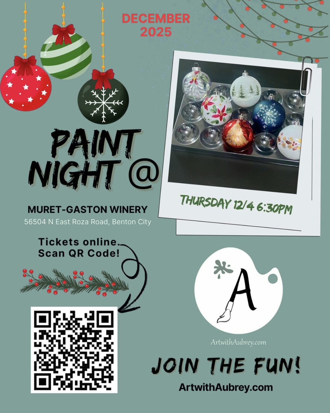 Christmas paint night at Muret-Gaston Winery event
