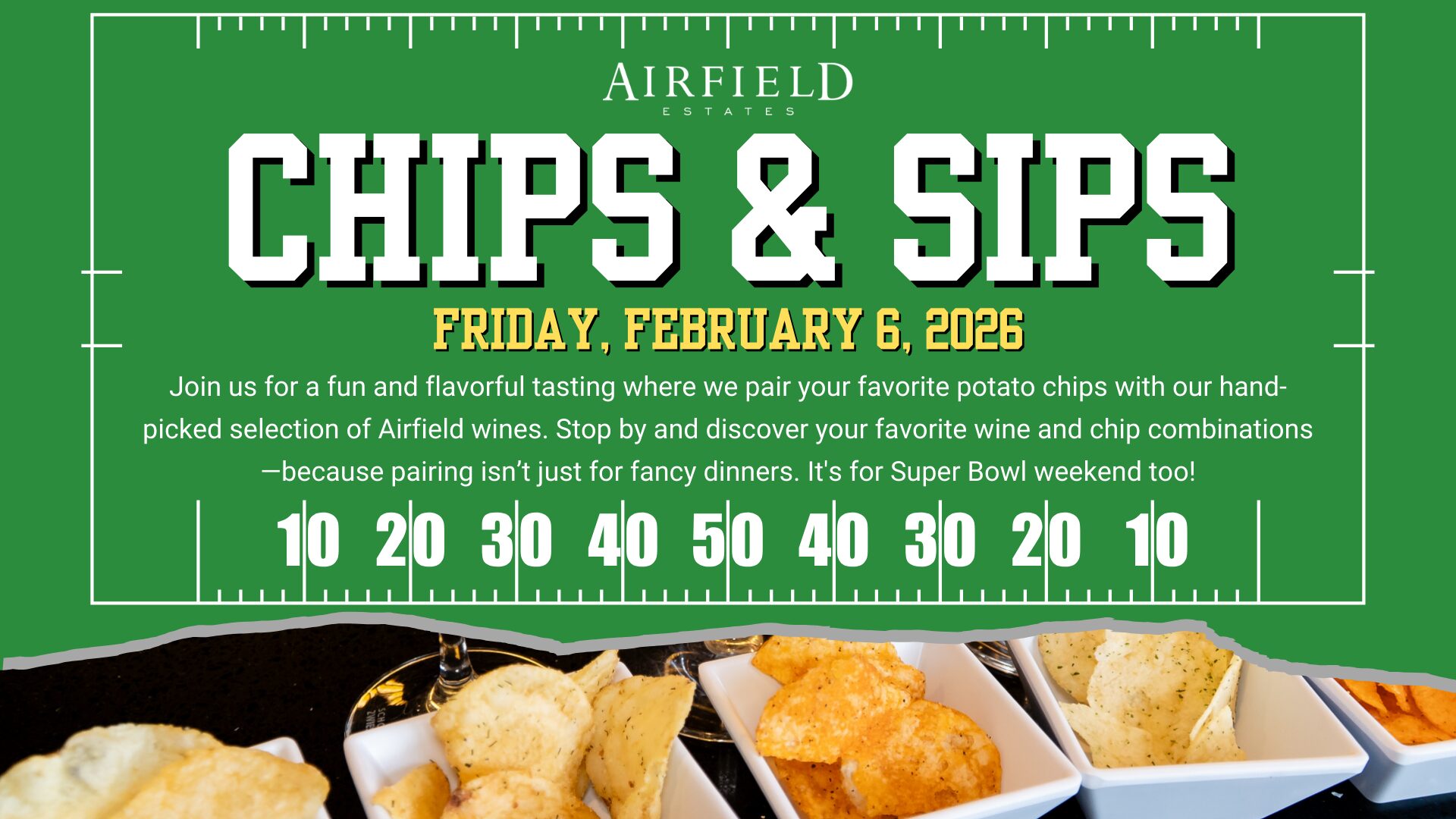Chips and wine tasting event, February 6, 2026