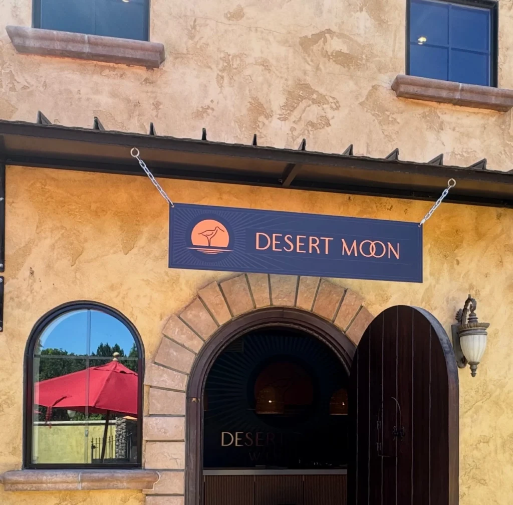 Desert Moon restaurant entrance with sign.