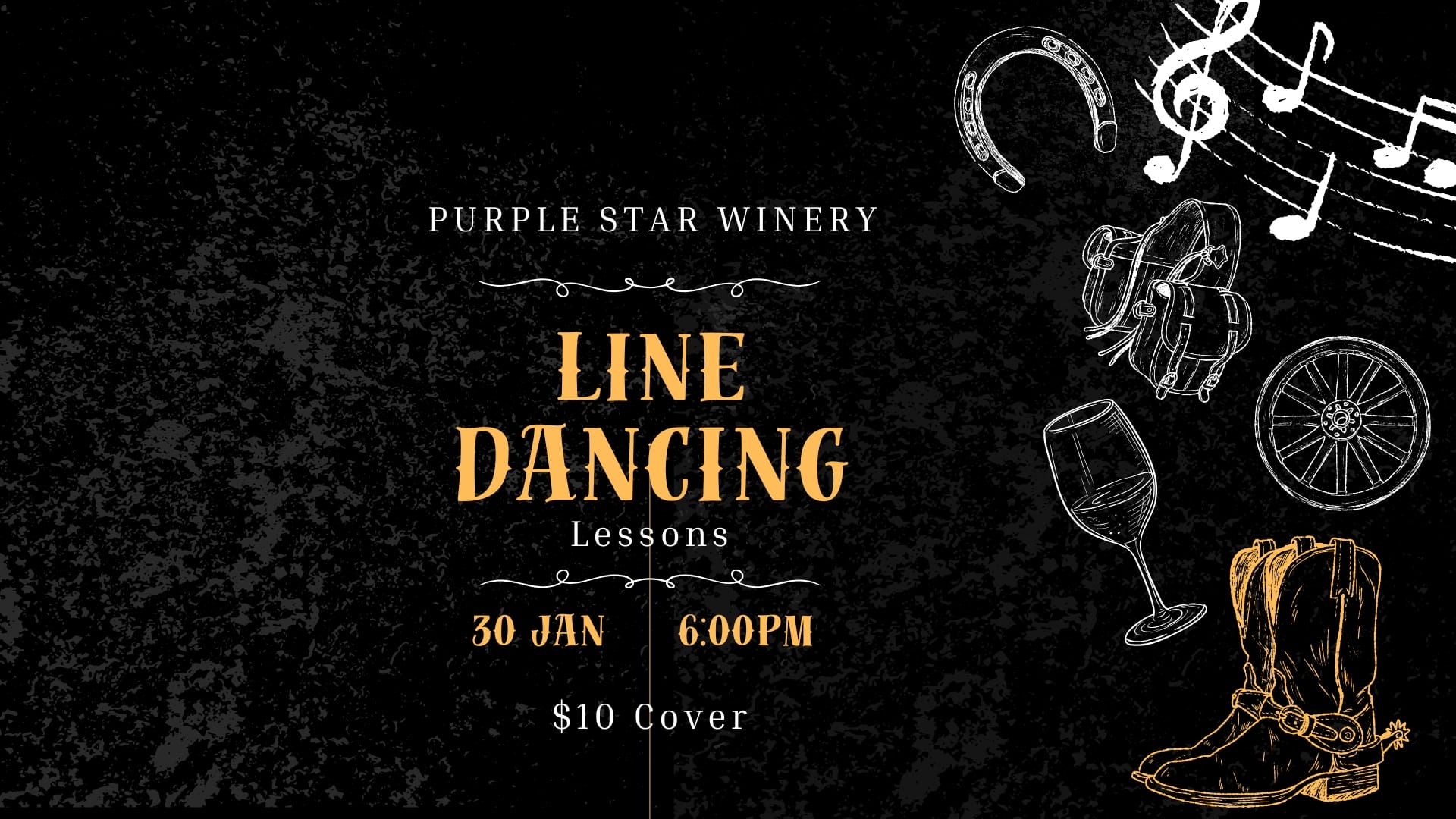 Line dancing lessons at Purple Star Winery, January 30.