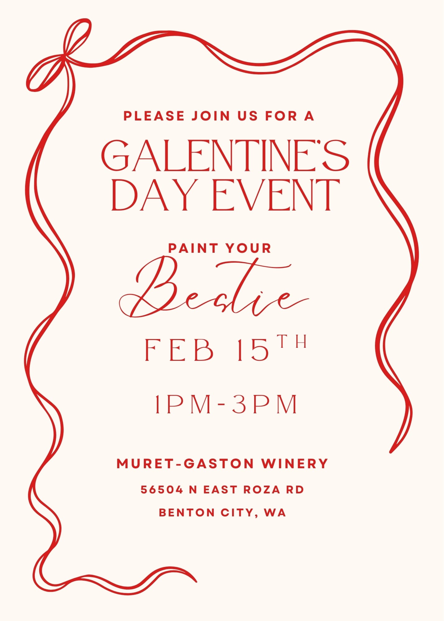 Galentine's Day event invitation at winery, Feb 15.