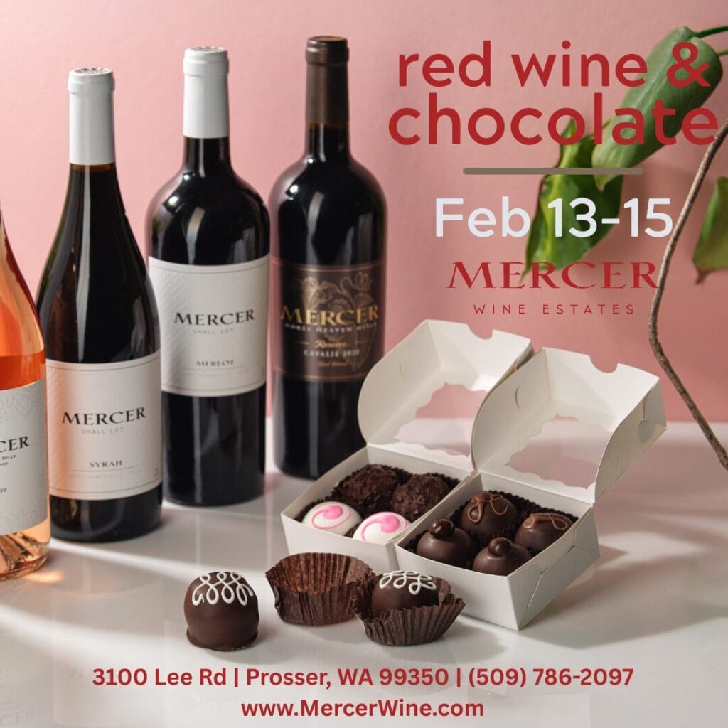 Mercer red wine and chocolate event February 13-15.