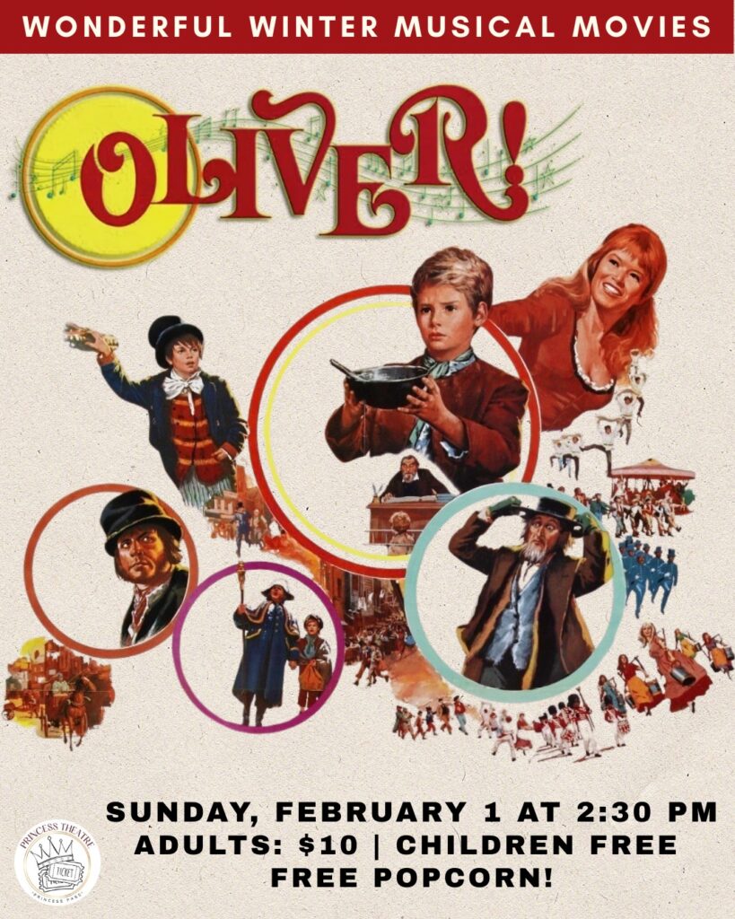 Oliver musical poster, show February 1, 2:30 PM.