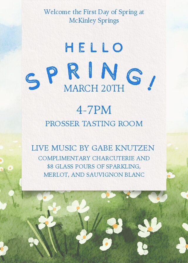 Spring event with music, wine, charcuterie, March 20th.