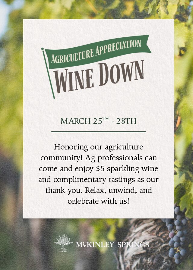 Agriculture Appreciation Wine Down event flyer