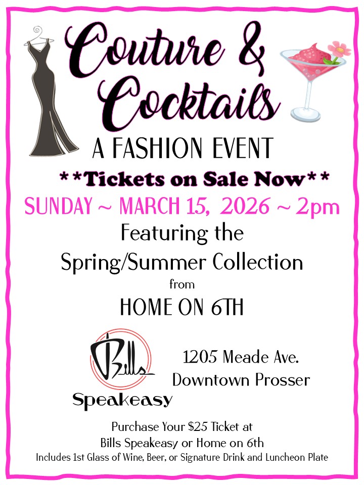 Couture Cocktails fashion event March 15, 2026, 2pm.