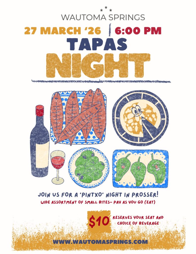 Wautoma Springs Tapas Night event, March 27, 2026.