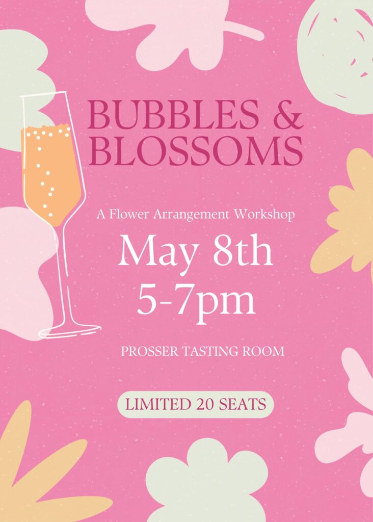 Bubbles and Blossoms flower workshop event poster