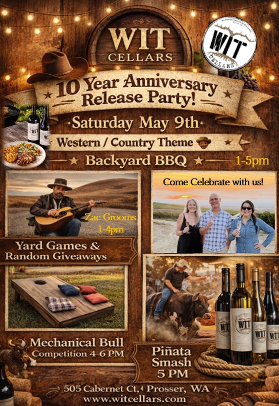WIT Cellars 10th Anniversary BBQ poster
