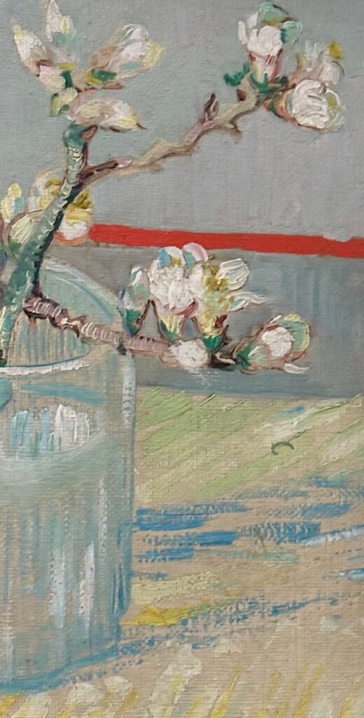 Blossoming branch in a vase painting