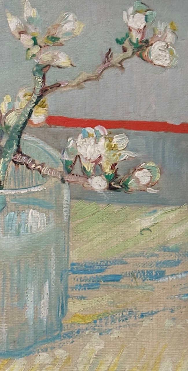 Blossoming branch in a vase painting