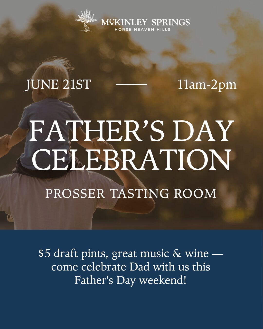 Father carrying child at sunset celebration flyer