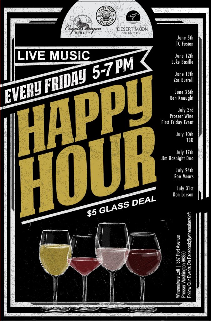 Happy Hour live music winery event poster