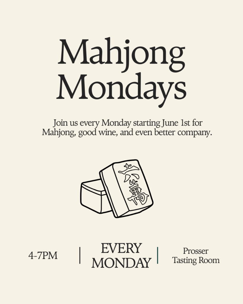 Mahjong Mondays event poster with tiles illustration