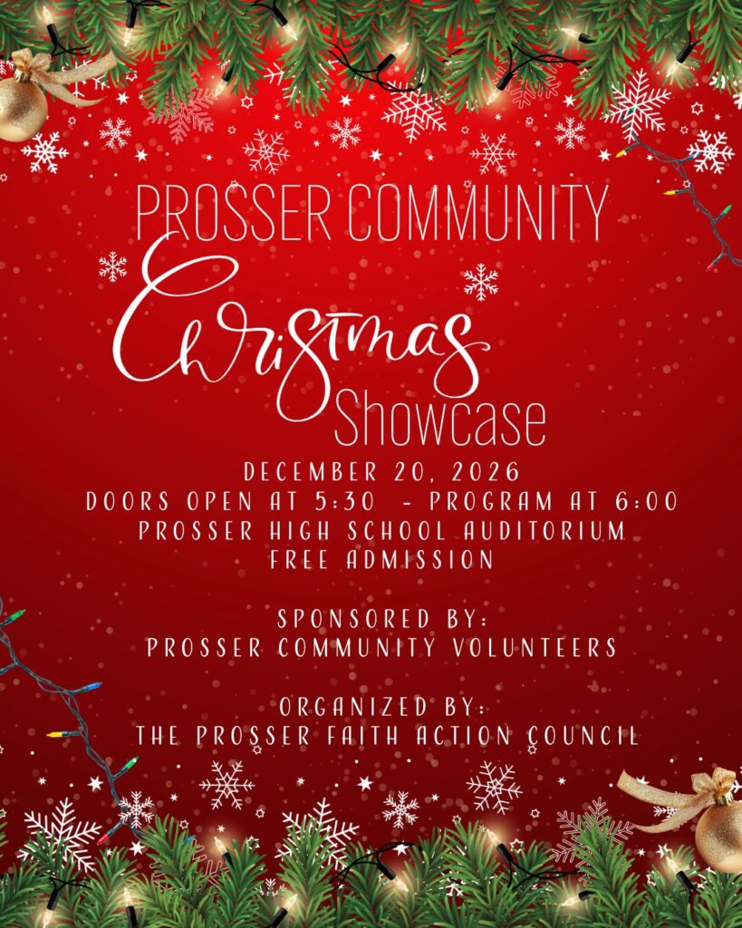 Prosser Community Christmas Showcase event flyer