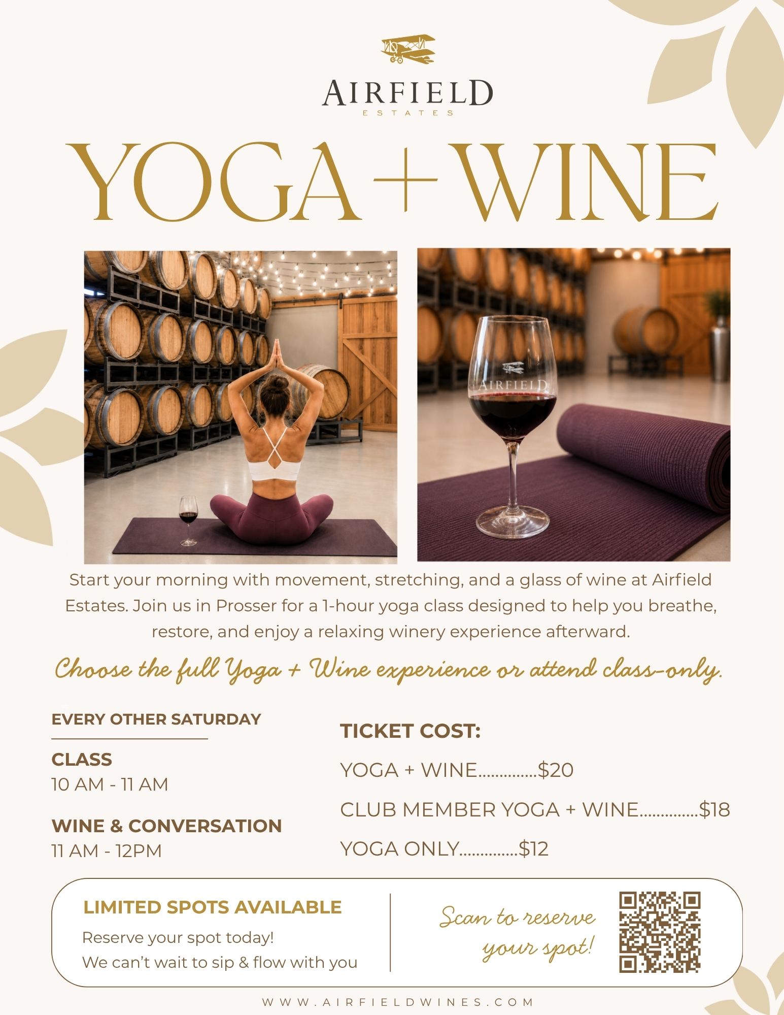 Yoga and wine event at winery