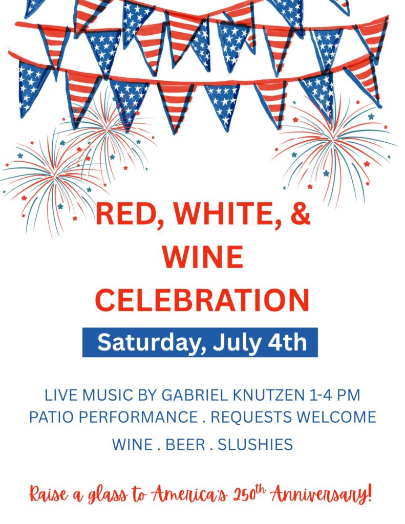 Red, white and blue July 4th celebration flyer