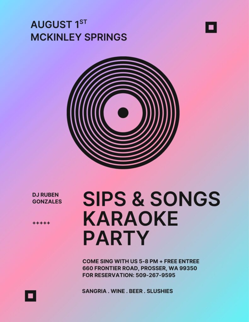 Karaoke party poster with gradient background and vinyl graphic