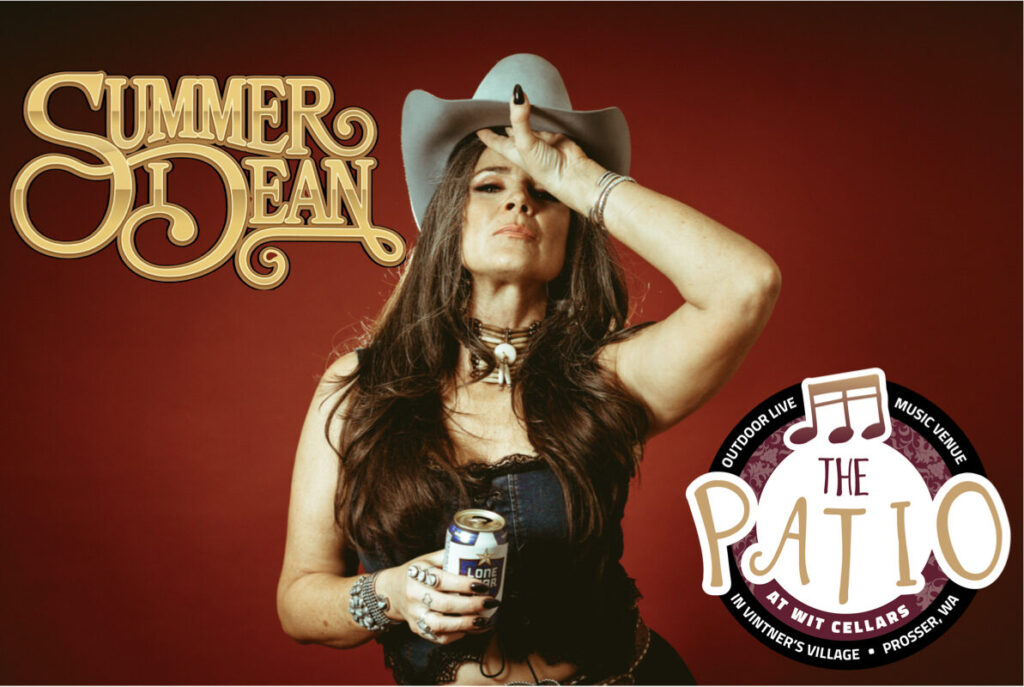 Woman in cowboy hat holding beer can poster