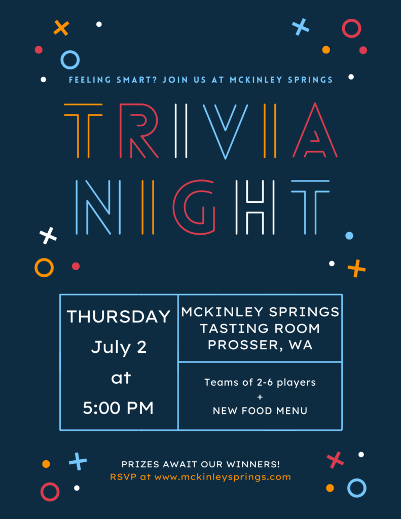 Trivia Night event poster for McKinley Springs