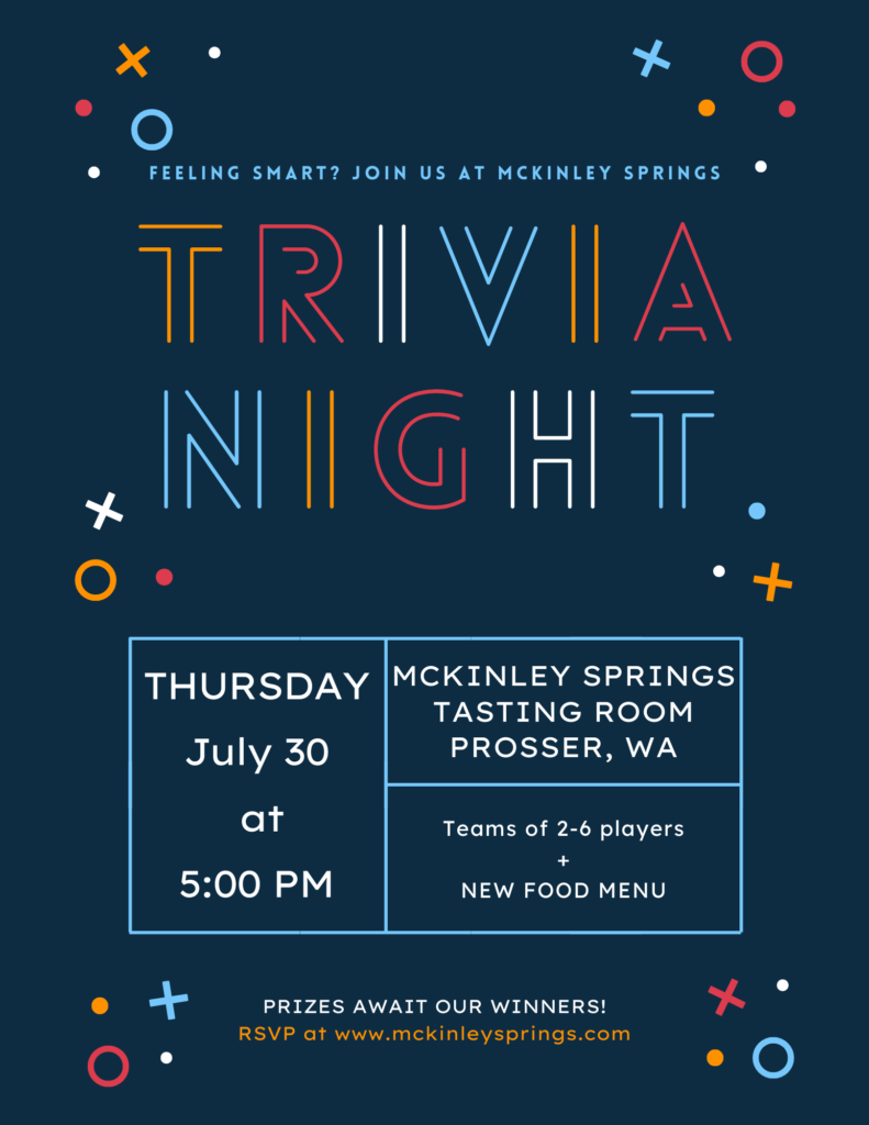 Trivia Night event poster for McKinley Springs