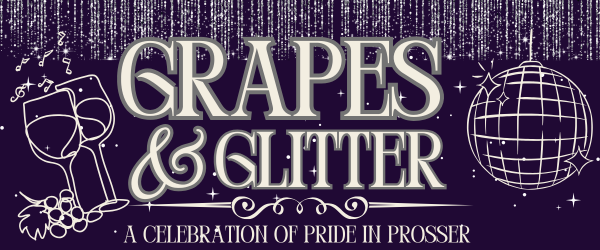 Grapes & Glitter Pride celebration event banner
