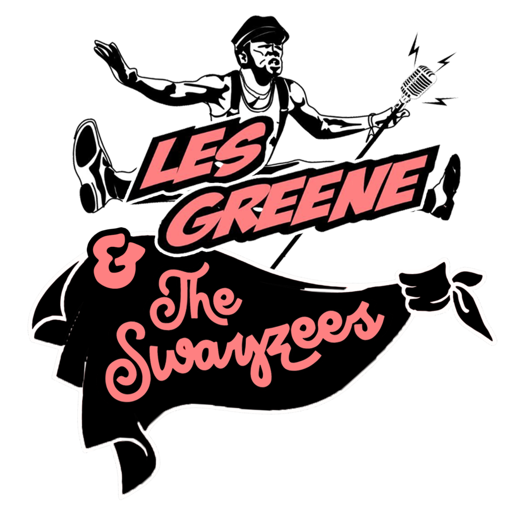 Illustrated singer logo for Les Greene & The Swayzees