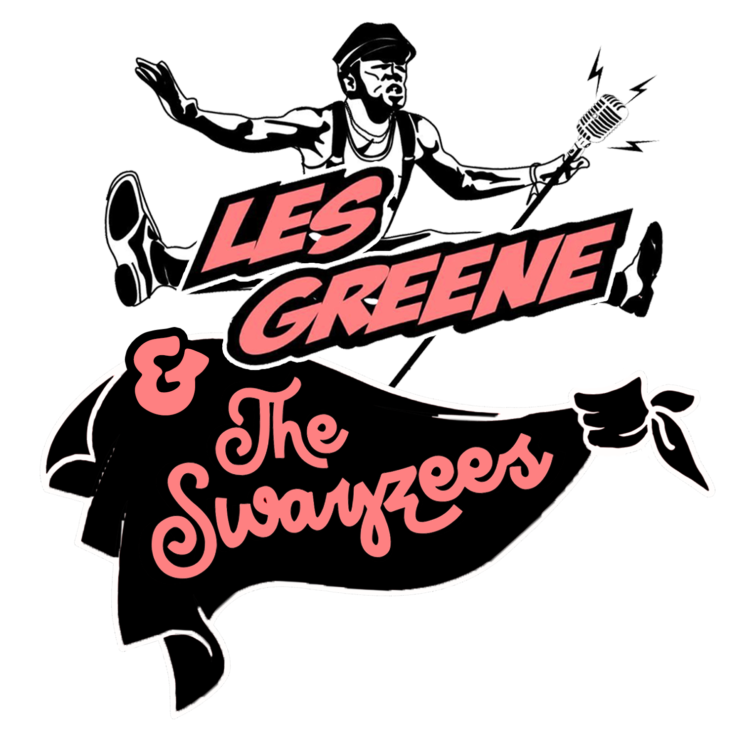 Illustrated singer logo for Les Greene & The Swayzees