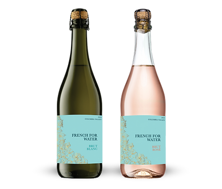 French for Water sparkling wine bottles, Blanc and Rosé