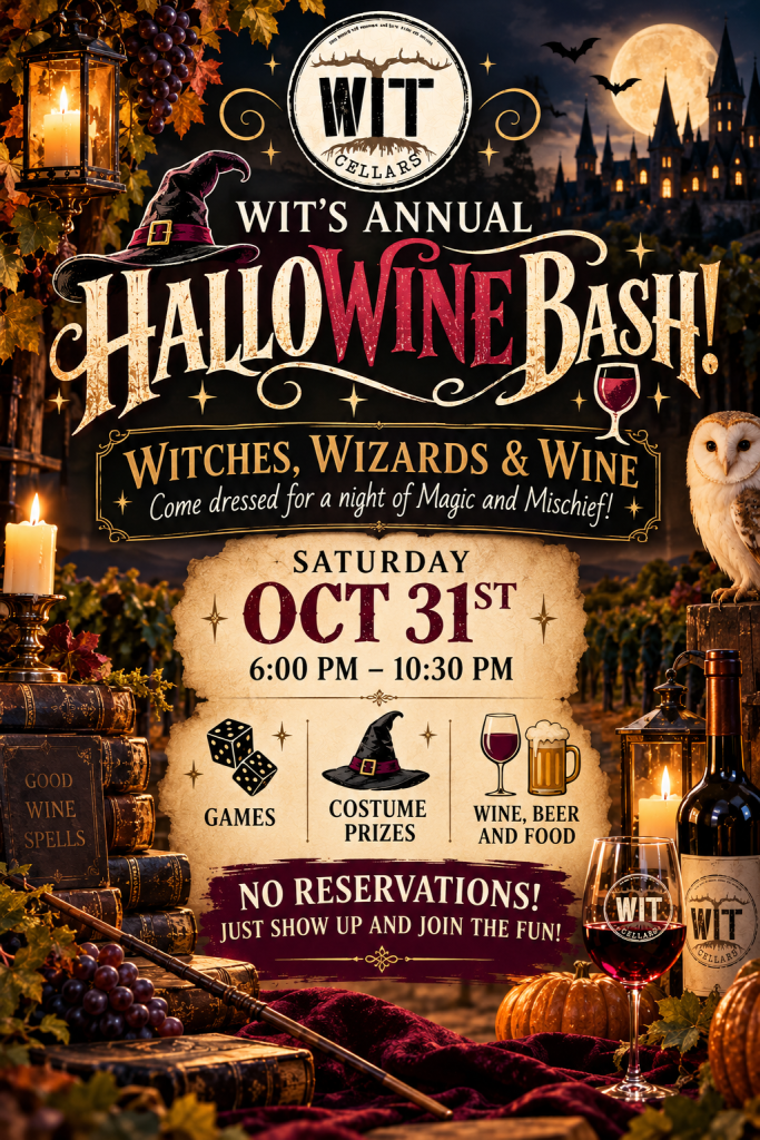 Wit Cellars Halloween wine party poster