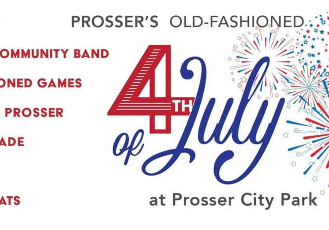 Prosser July 4th celebration at city park with fireworks.