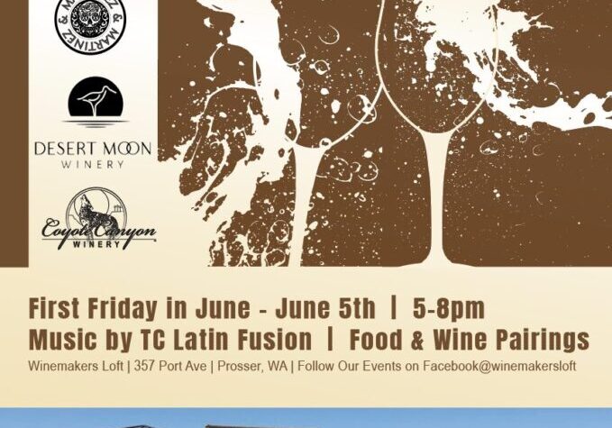 Winery grand reopening event poster with building photo