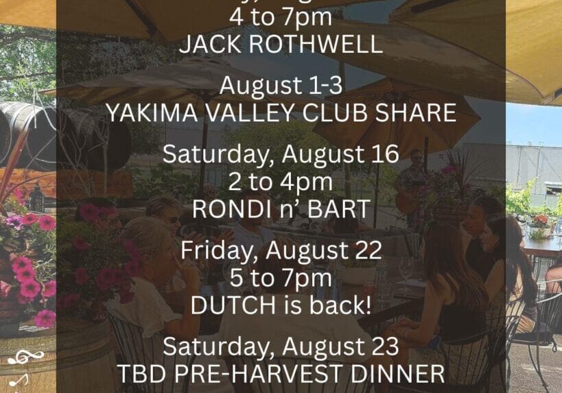 August events schedule with dates and performances