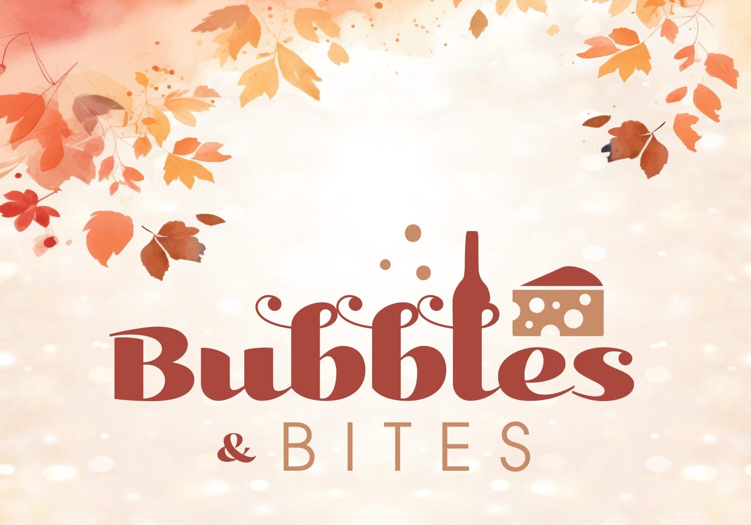 Autumn-themed Bubbles and Bites logo with leaves.