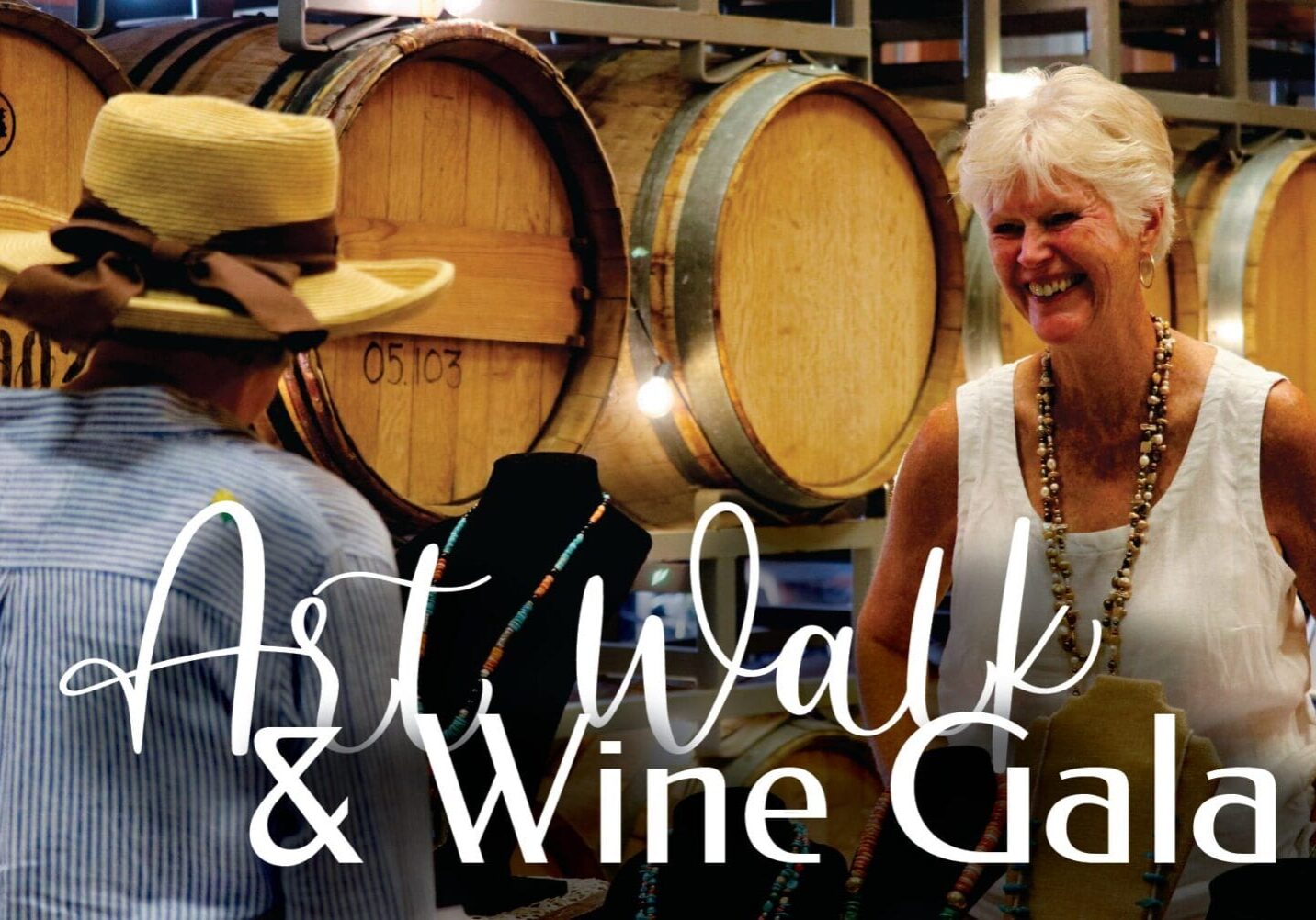 Smiling women at Art Walk and Wine Gala