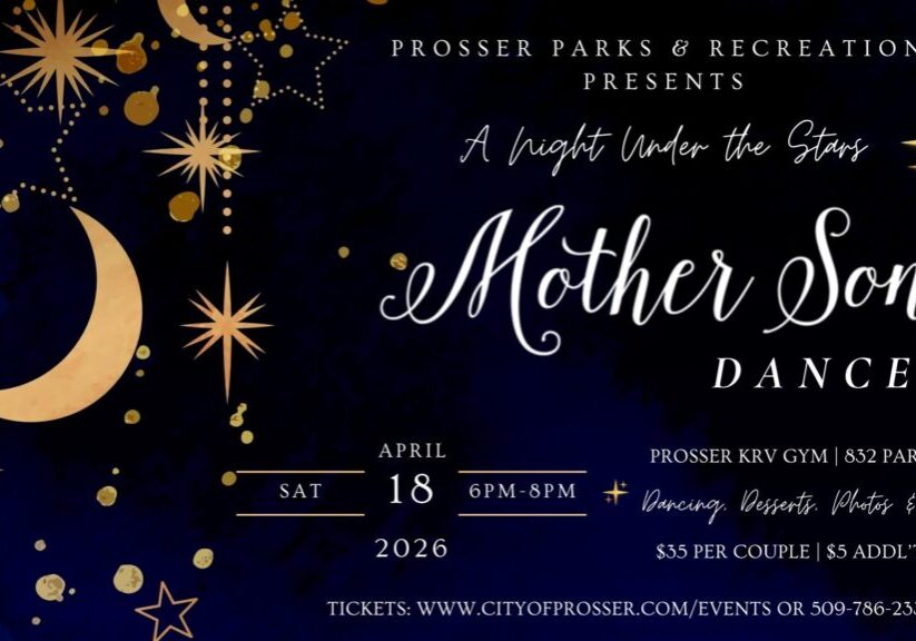 Mother Son Dance event poster with stars and moon.
