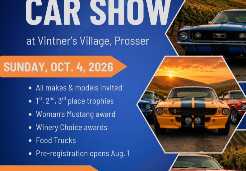Fall car show poster featuring classic Mustangs