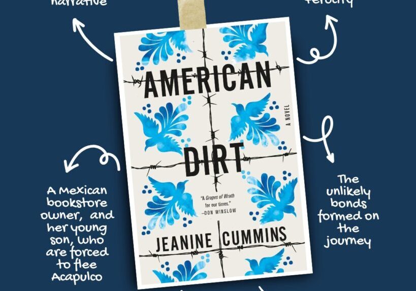 American Dirt book cover with July’s Read text