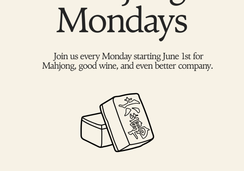 Mahjong Mondays event poster with tiles illustration