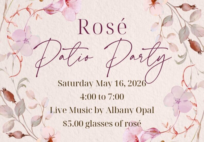 Floral Rosé Patio Party event invitation design