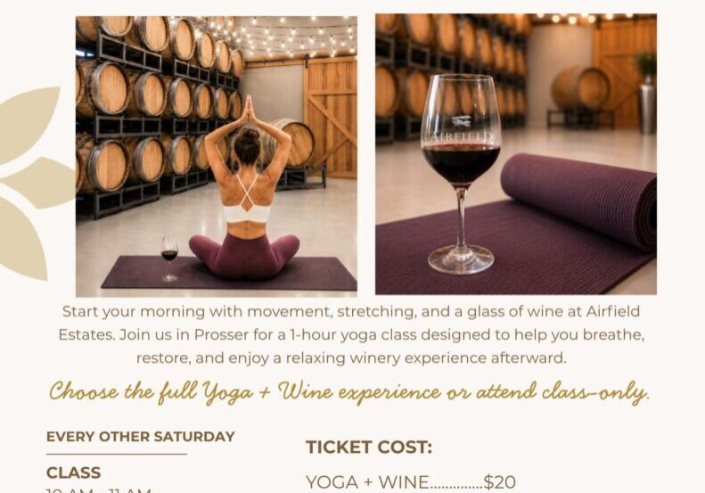 Yoga and wine event at winery