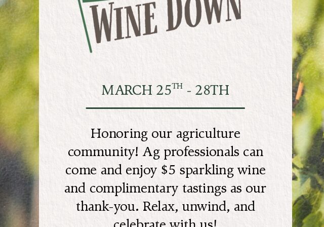 Agriculture Appreciation Wine Down event flyer